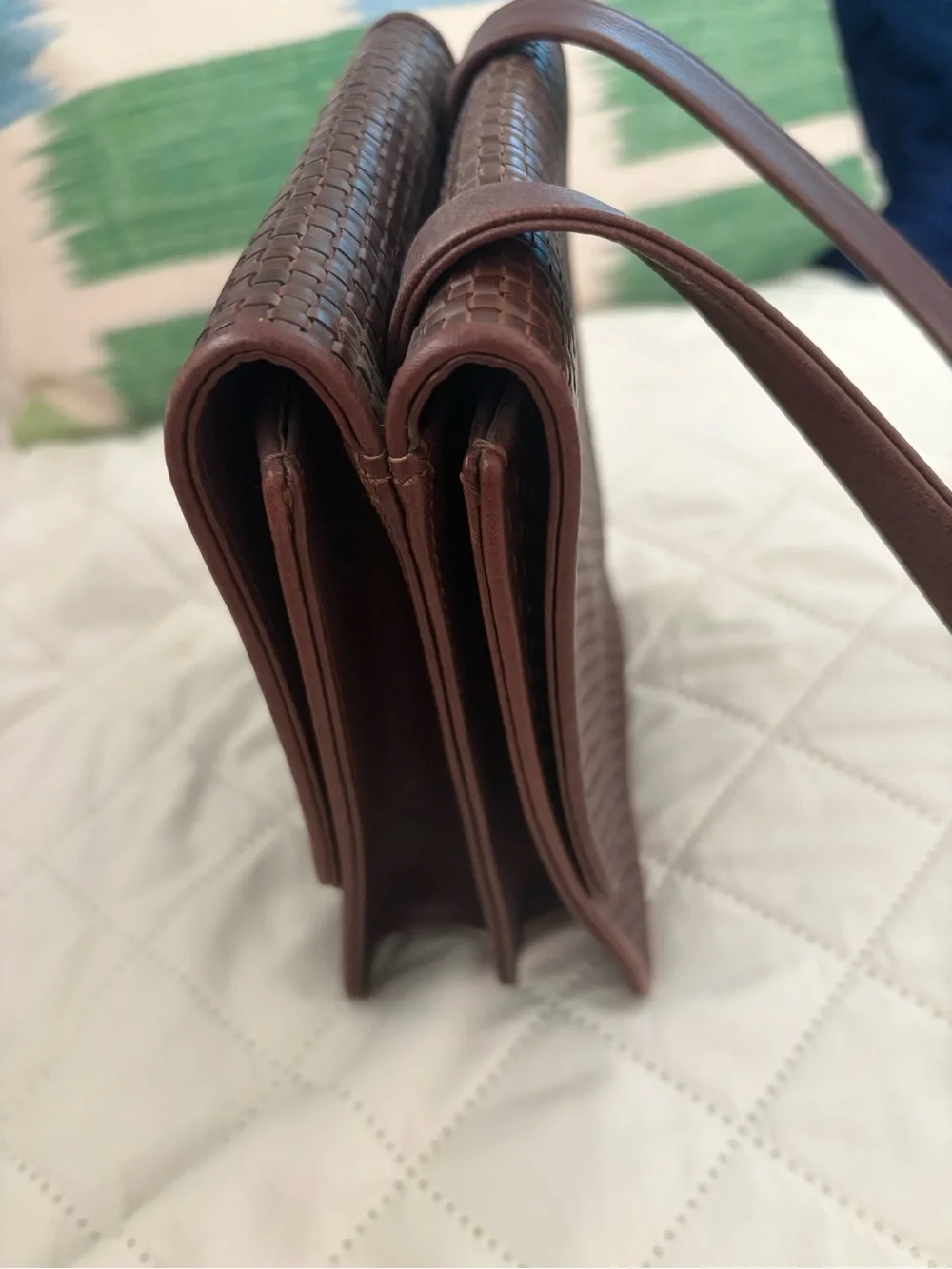 Vintage Cole Haan Brown Woven Leather Crossbody Bag