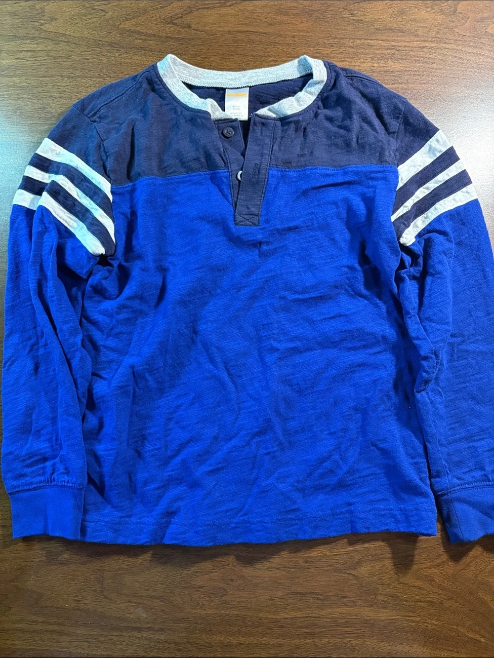 Boys Long-Sleeve Henley Top in Royal & Navy Blue