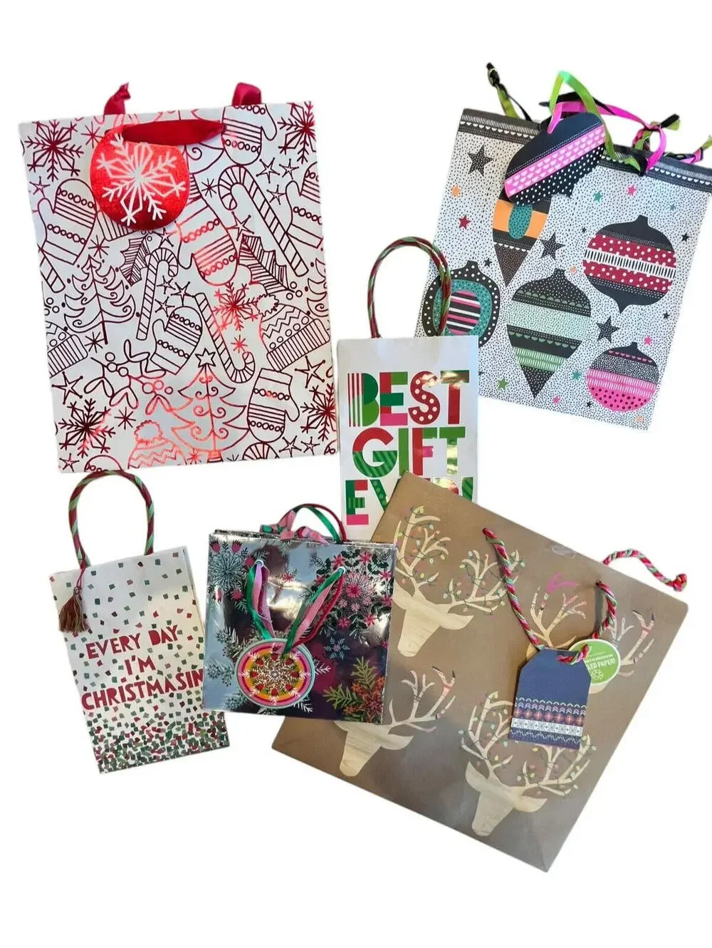 Christmas Gift Bags New 27 PCs Various Sizes  and Designs NWT