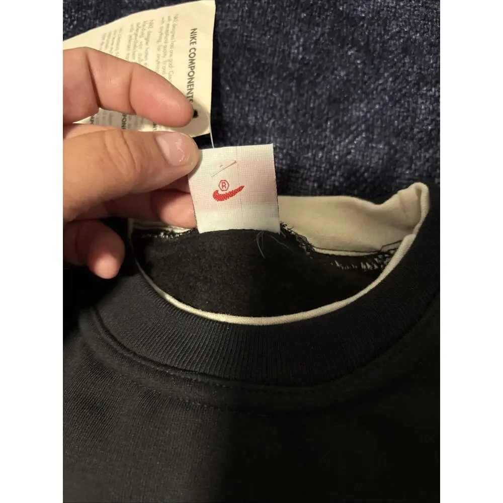 Vintage 90s Nike Components Black Crewneck Sweatshirt Chest Swoosh Large USA NWT