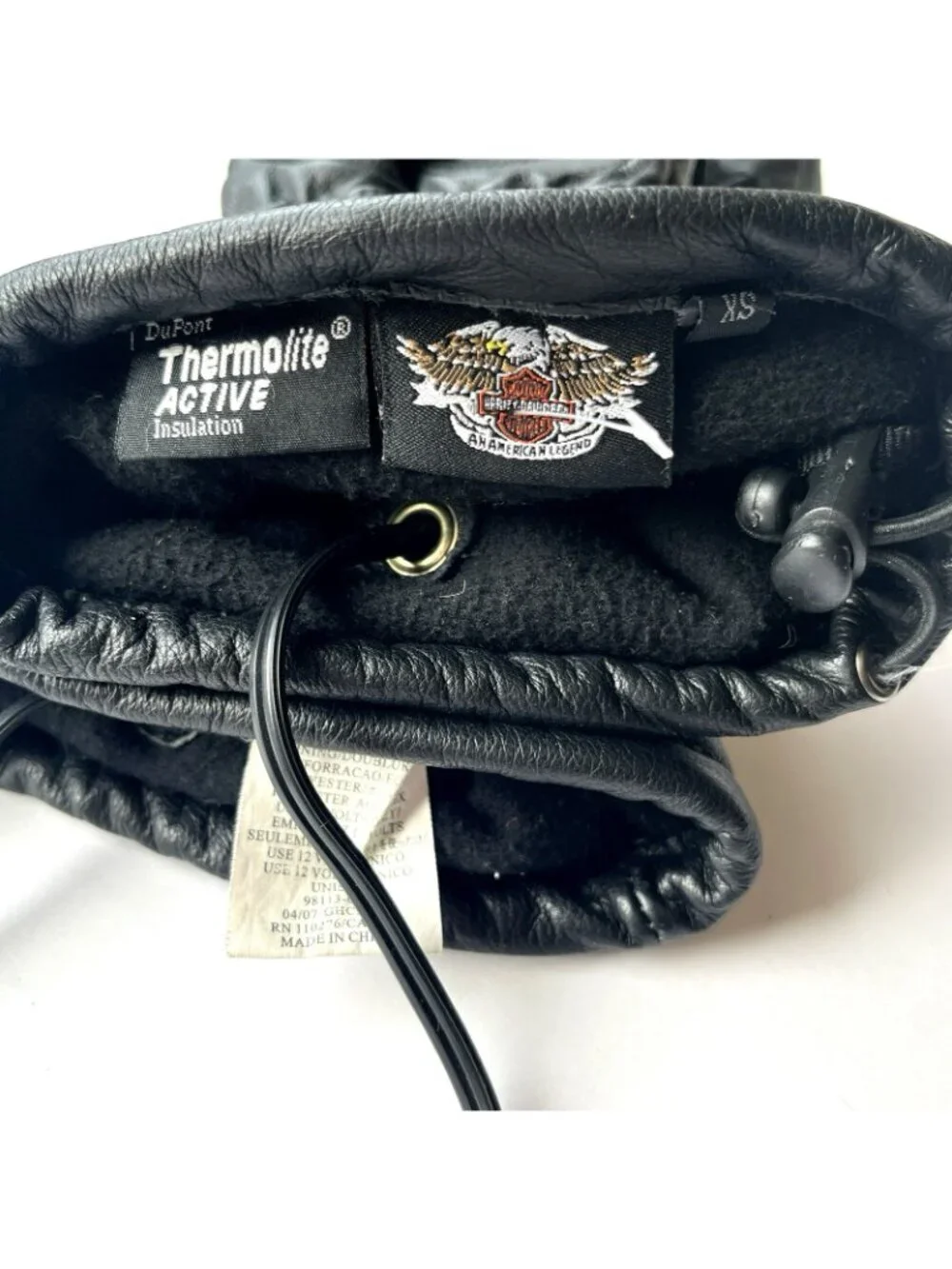 Harley Davidson XS Leather Gauntlet Electric Heated Motorcycle Gloves 12V READ