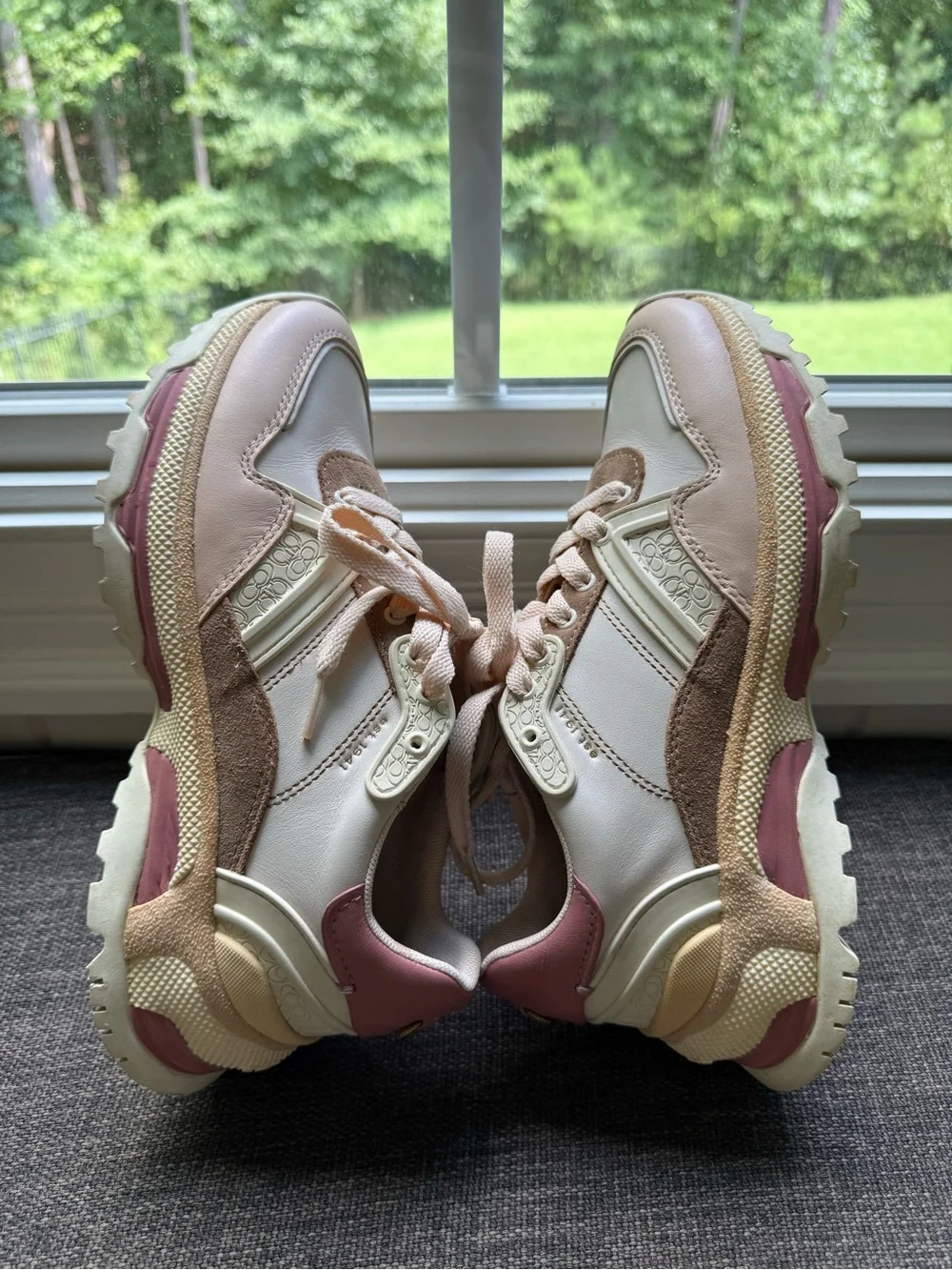 COACH C143 Women’s Pastel Leather & Suede Runner Sneakers