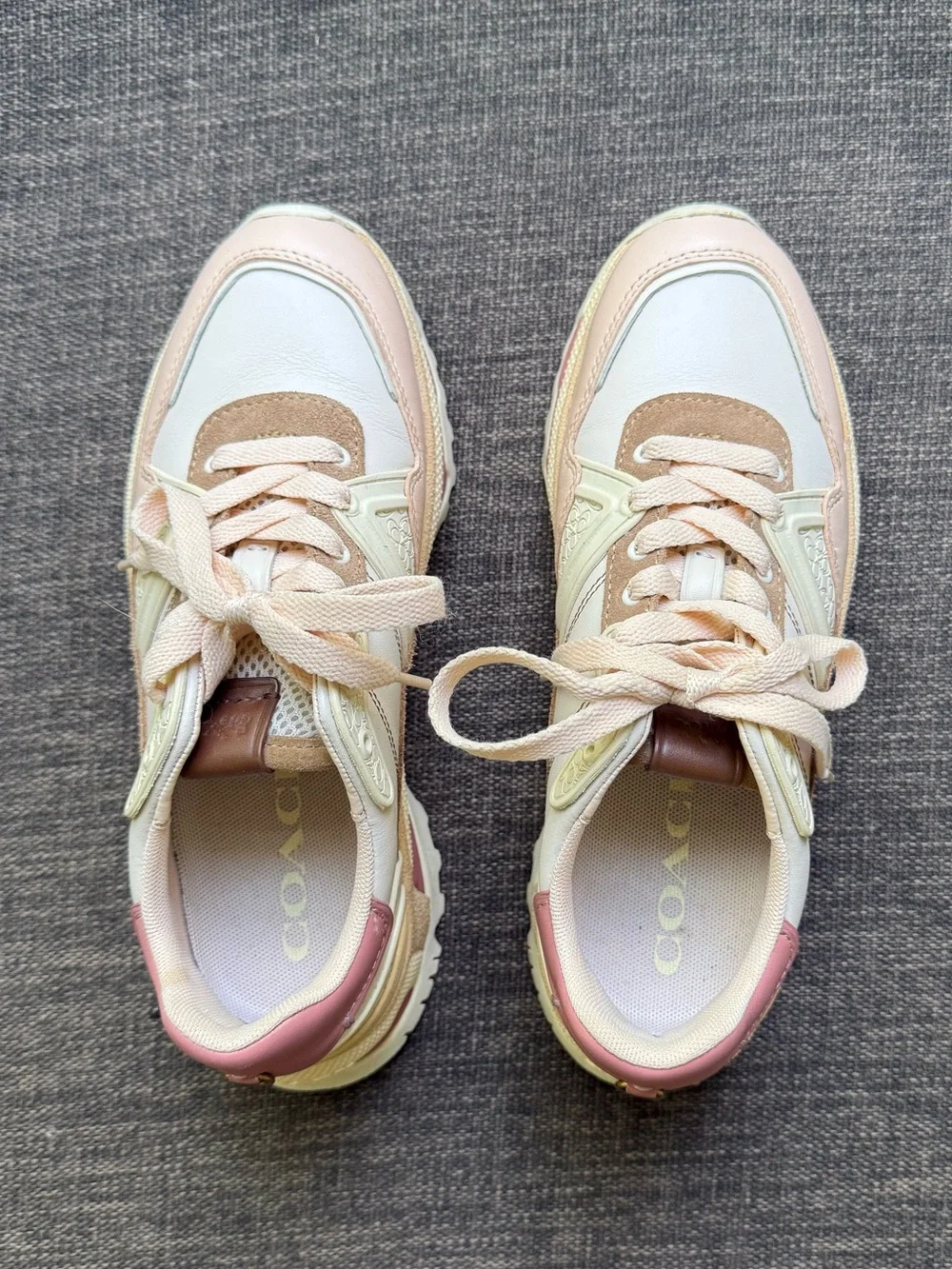 COACH C143 Women’s Pastel Leather & Suede Runner Sneakers