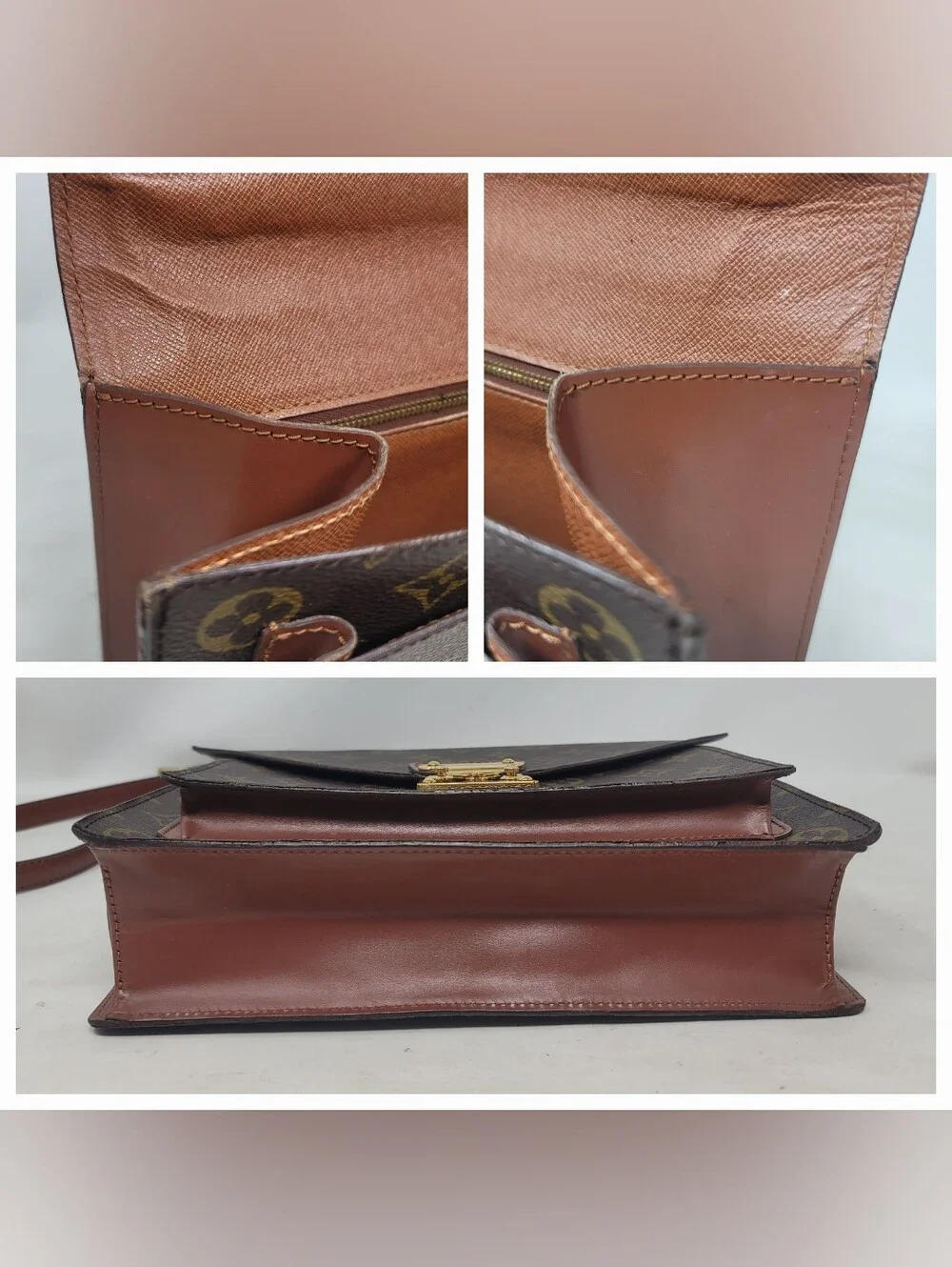 Louis Vuitton Monceau Monogram 28 Canvas Crossbody Shoulder Hand Bag Authentic