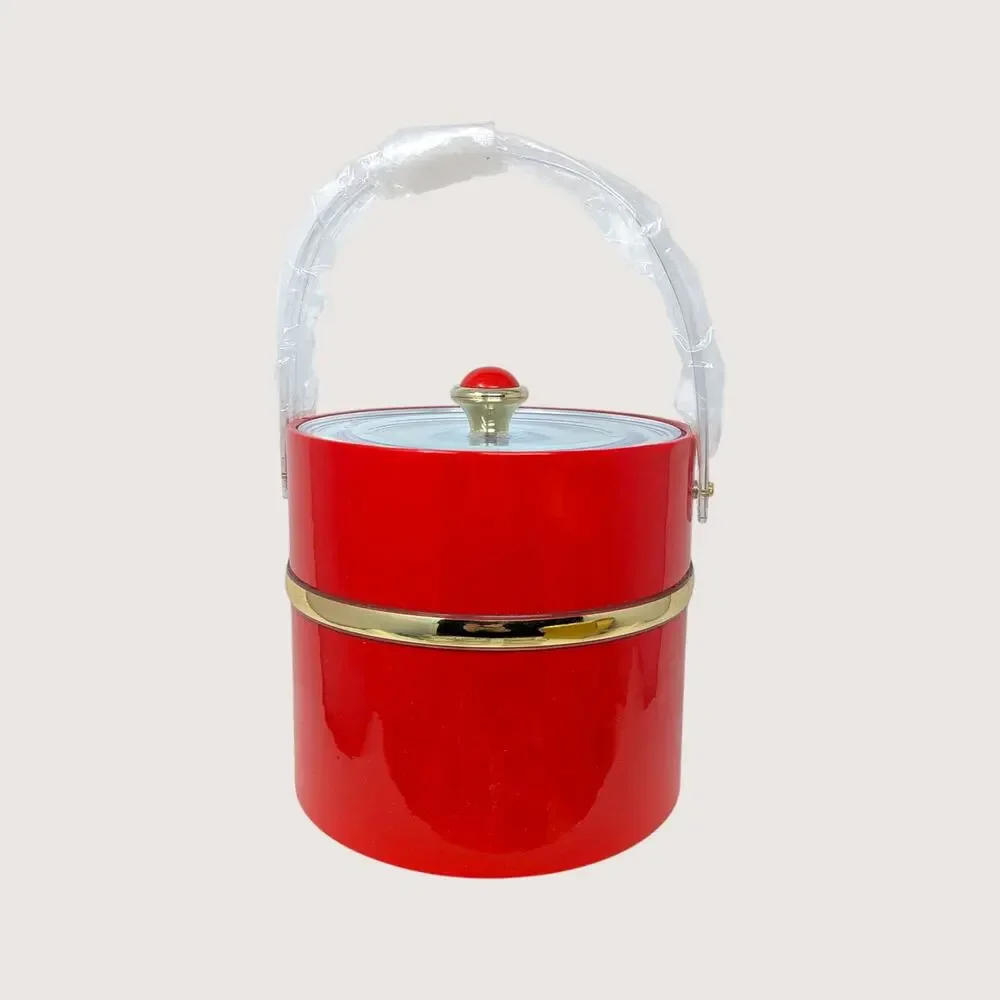Vintage Culver Holiday Holly Ice Bucket and Glassware Set
