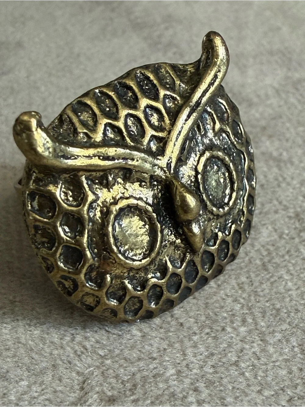 Vintage-Inspired Gold Owl Statement Ring