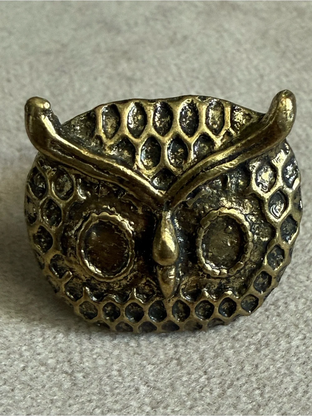 Vintage-Inspired Gold Owl Statement Ring