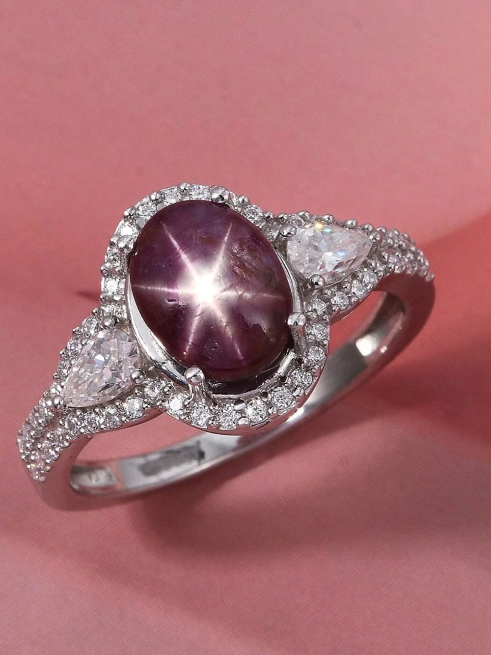 Elegant Star Ruby Halo Ring 4.3 ctw
