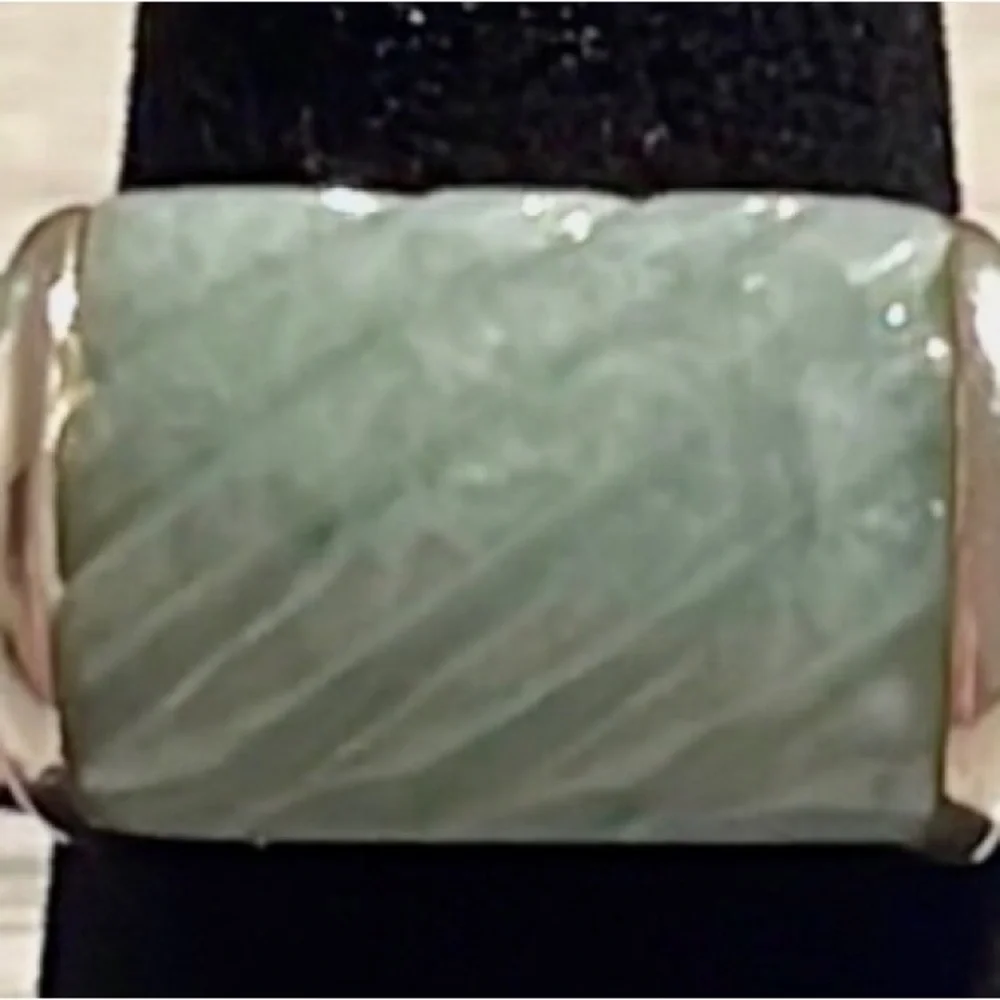 Judith Ripka Sterling Silver and Jade Ring, Sz 6.75