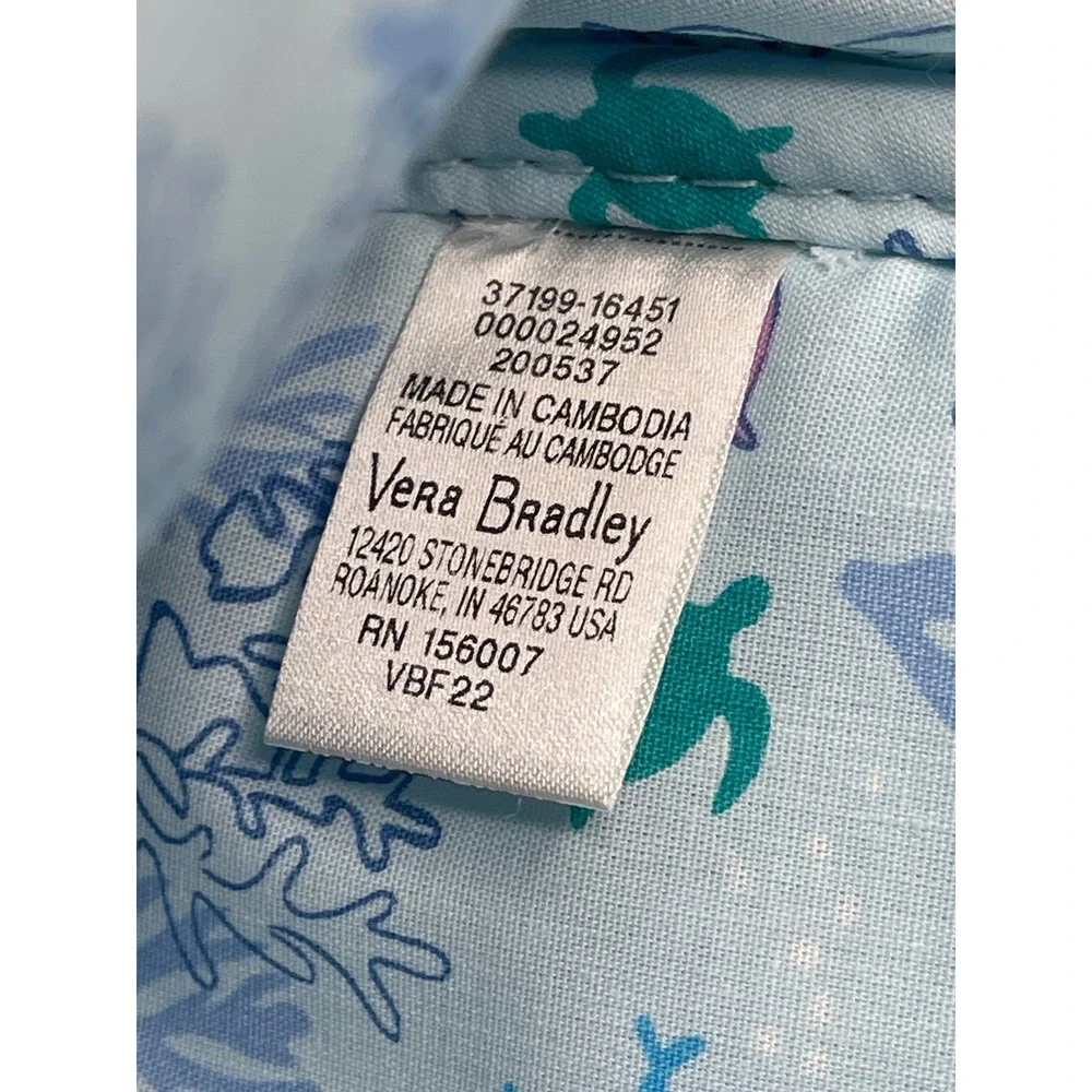 Vera Bradley Straw Mini Totepack Spring Mint Stripe Teal Blue White Backpack Bag