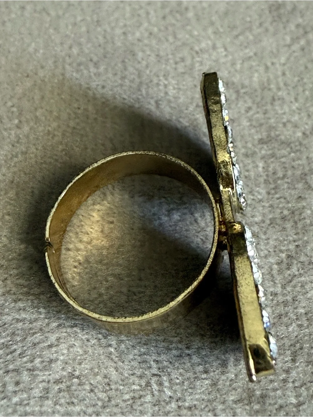 Gold Ring with Purple Gem and Crystal Accents