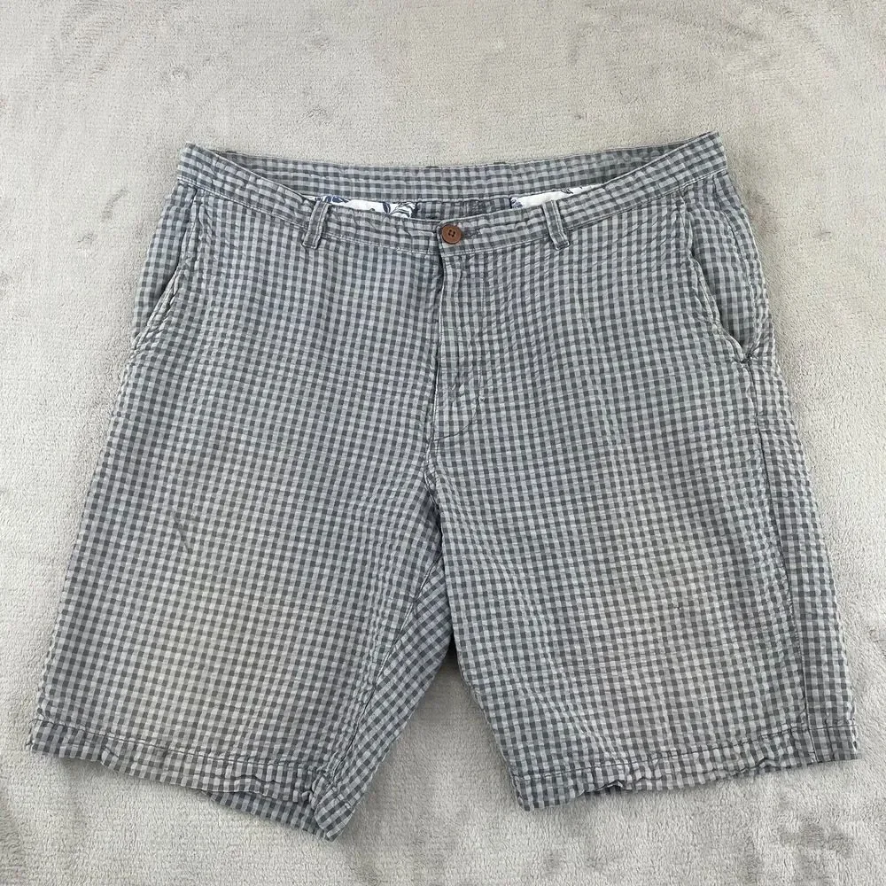 Tommy Bahama Chino Shorts Men 38 Grey‎ Seersucker Marlin Beach Vacation Casual