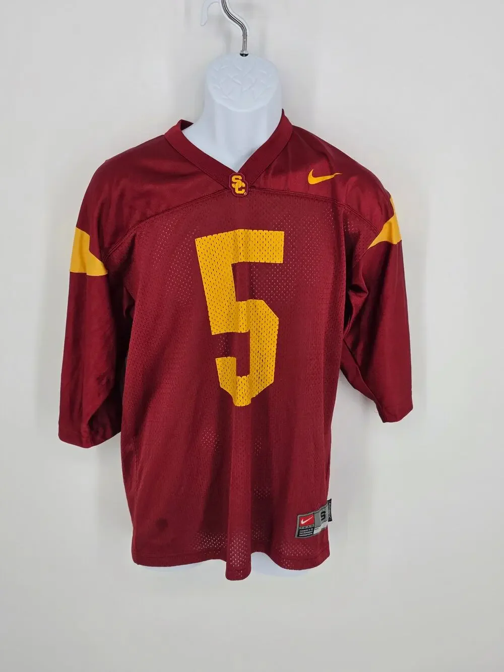 Nike USC Trojans Football Jersey Adult Small Maroon Reggie Bush #5 NCAA Mesh