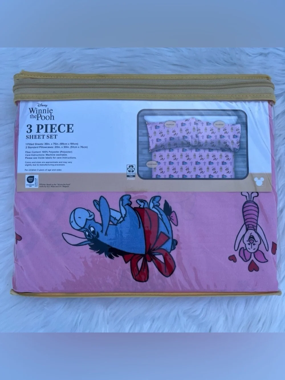 🆕 Winnie The Pooh 3 Pc Twin Pink Sheet Set Pooh, Tigger, Eeyore, Piglet