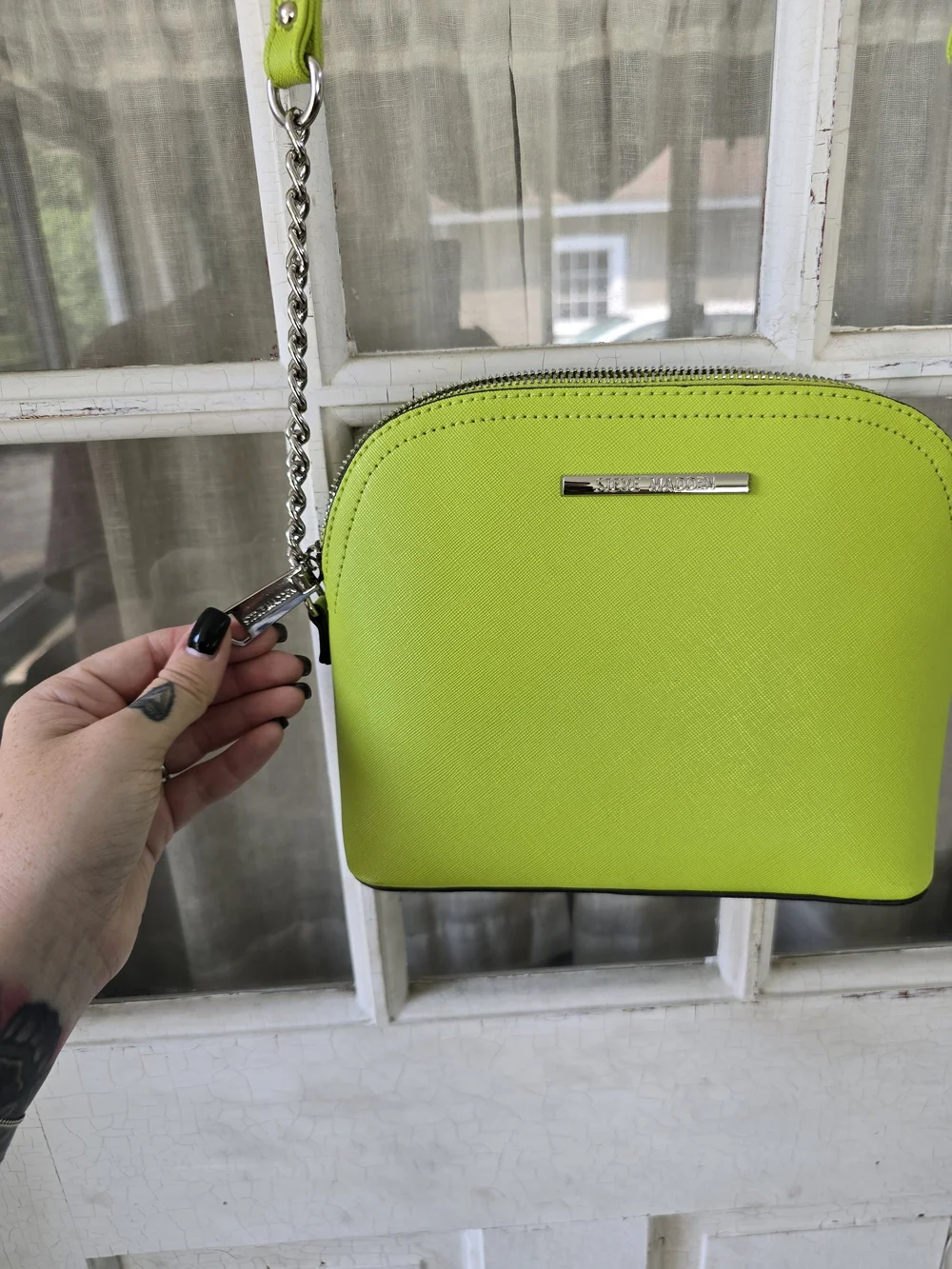 Steve Madden Neon Lime Crossbody with Chain Detail
