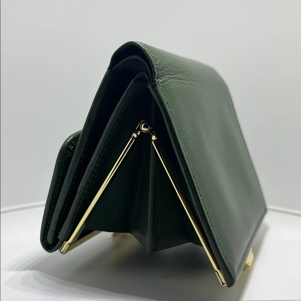 vintage Givenchy green leather kiss lock wallet