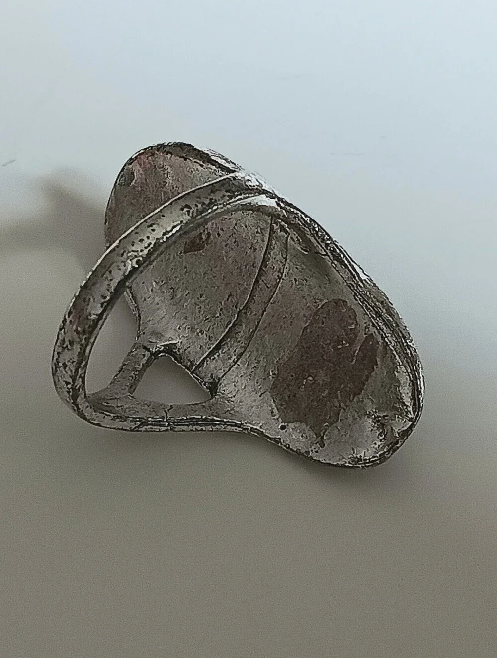 Turquoise Oval Silver-Tone Statement Ring