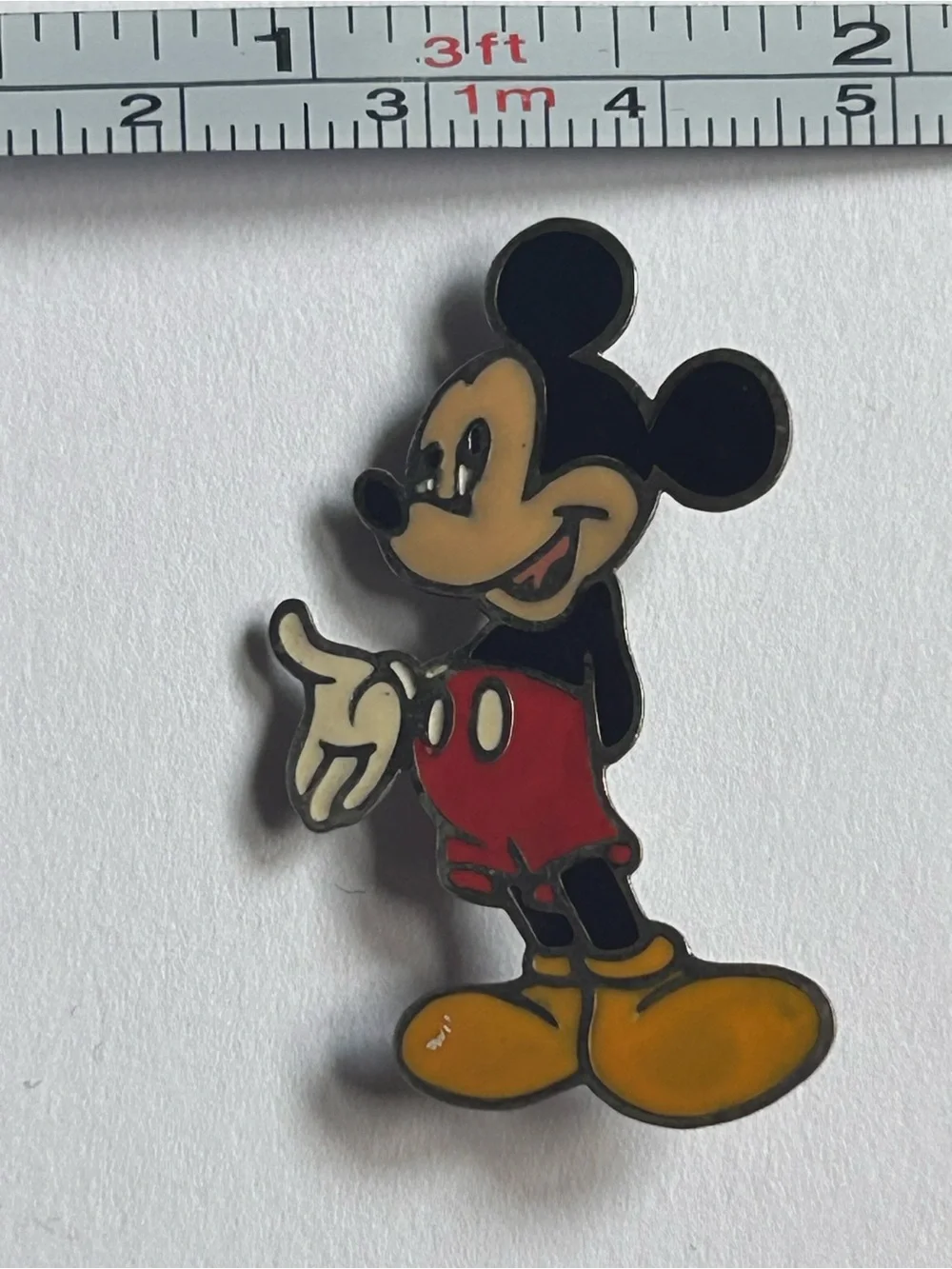 Vintage Disney Mickey Mouse Sterling Silver Enamel Brooch Pin 1.5” DLC
