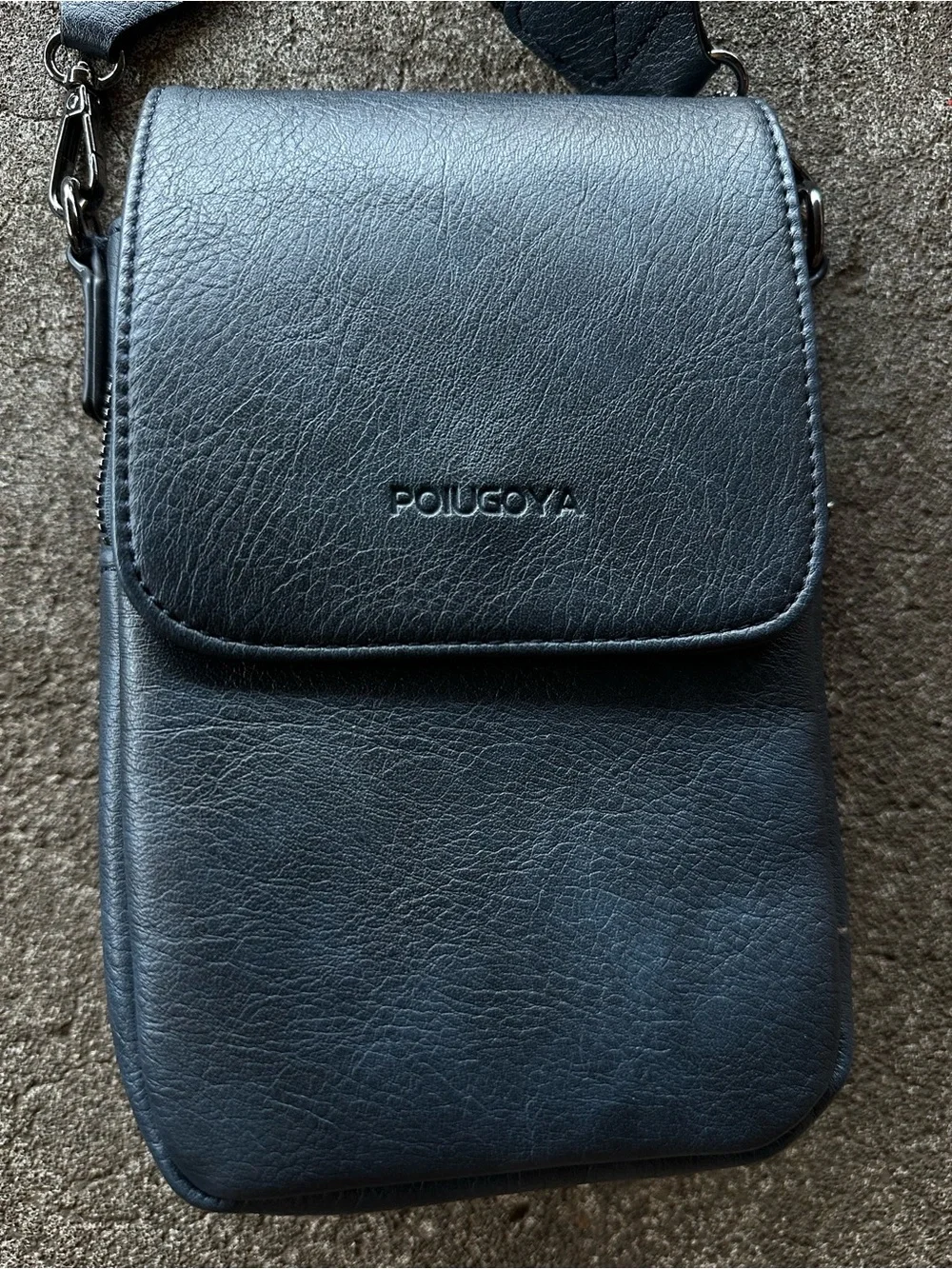 POIUGOYA Blue Leather Small Crossbody Bag