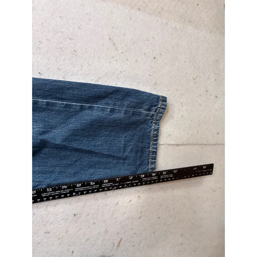 Levis 505 Regular Fit Straight Leg Jeans Blue Denim Mens 32x32 Distressed 7798