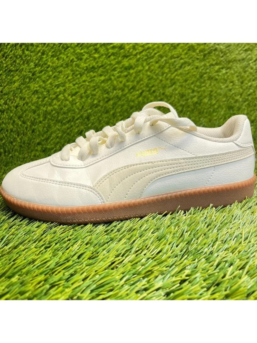 Puma Club 5v5 Womens Size 8 Ivory Cream Gum Athletic Leather Shoes Sneakers