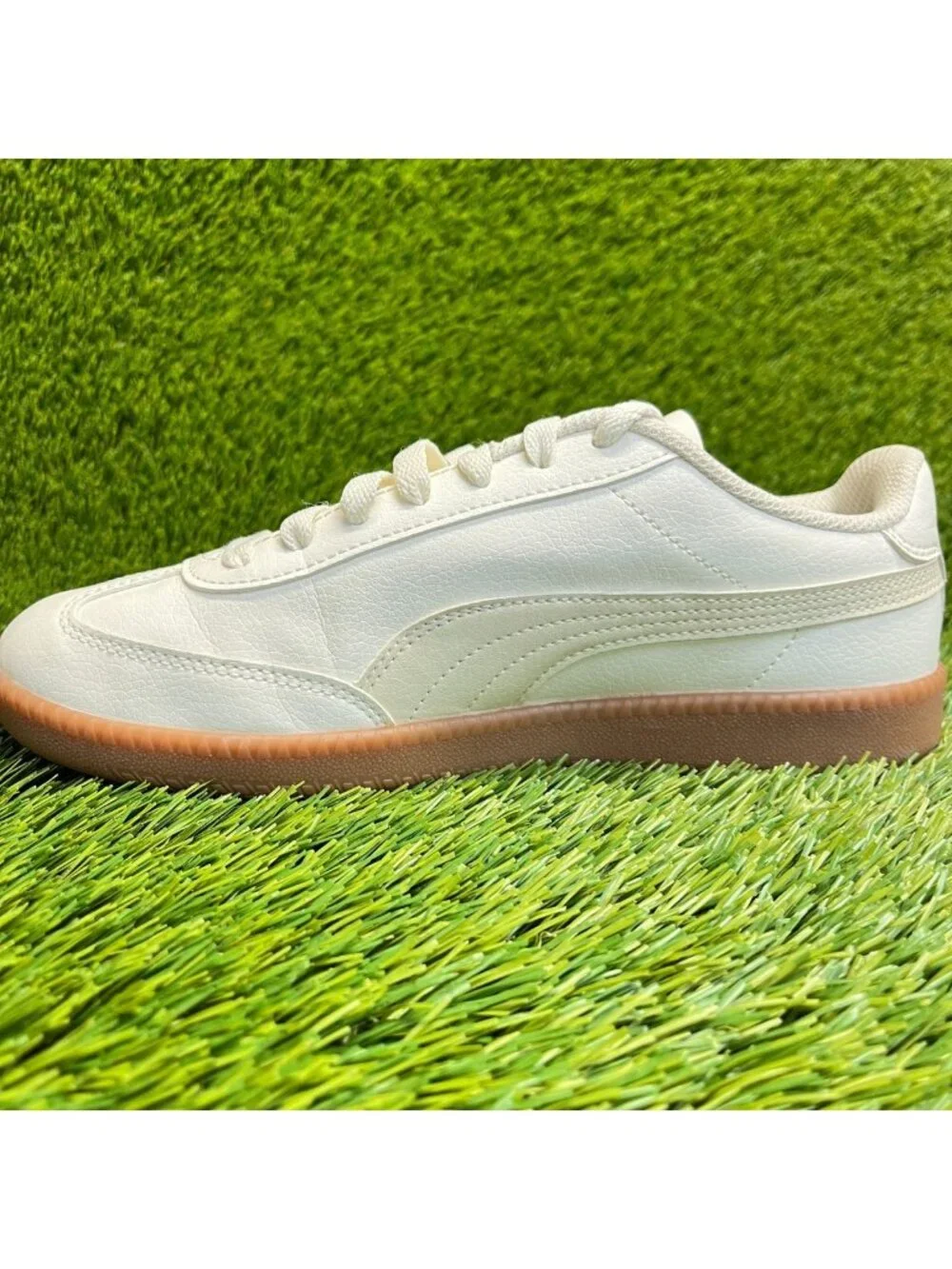 Puma Club 5v5 Womens Size 8 Ivory Cream Gum Athletic Leather Shoes Sneakers
