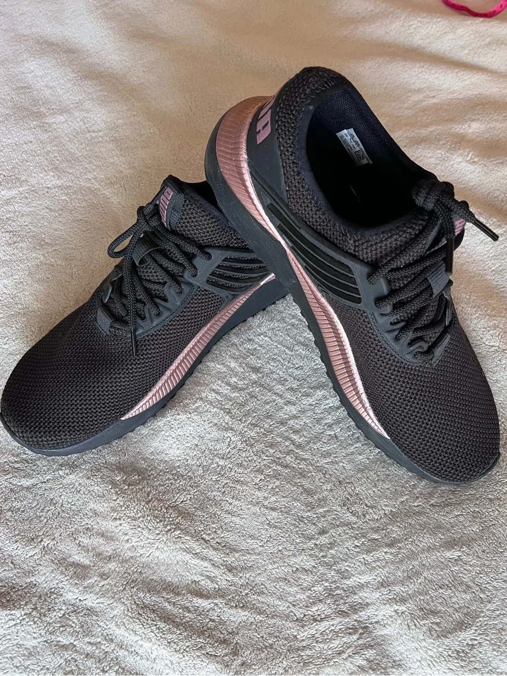 Puma Black Athletic Sneakers with Pink Accents Size 11