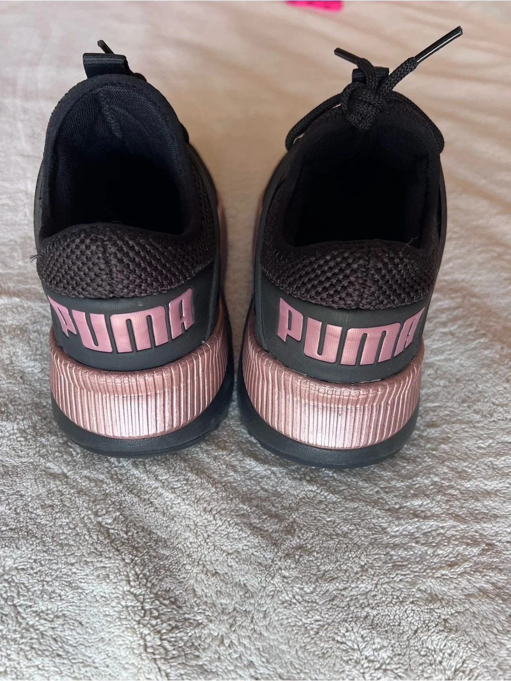 Puma Black Athletic Sneakers with Pink Accents Size 11