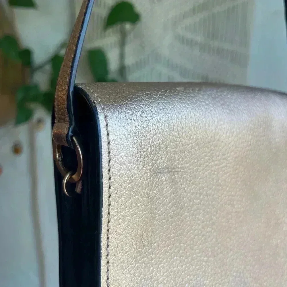 Boden Metallic Gold Crossbody Bag with many organizational features