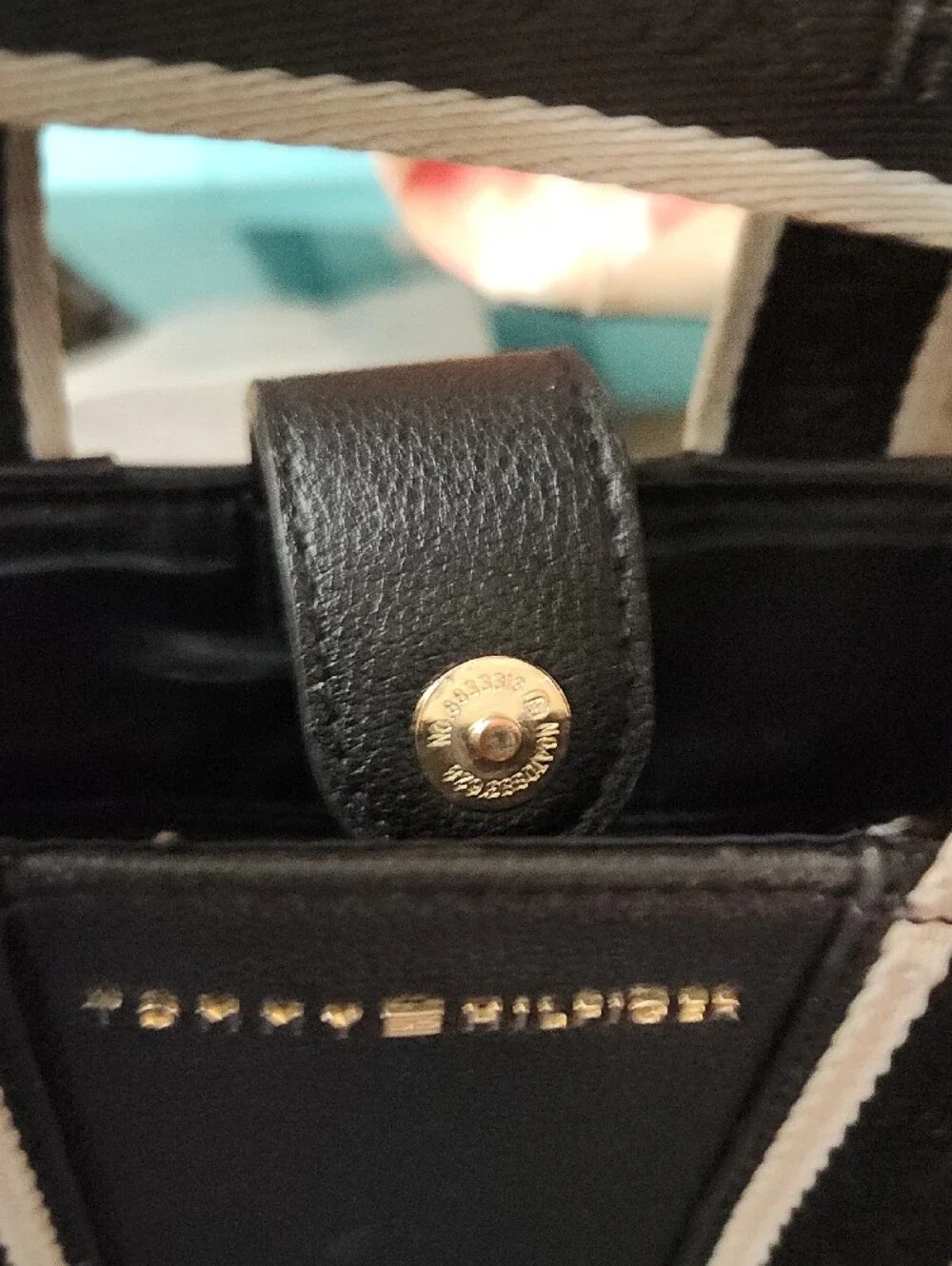 Tommy Hilfiger Black Crossbody Bag with White Stripe Detailing