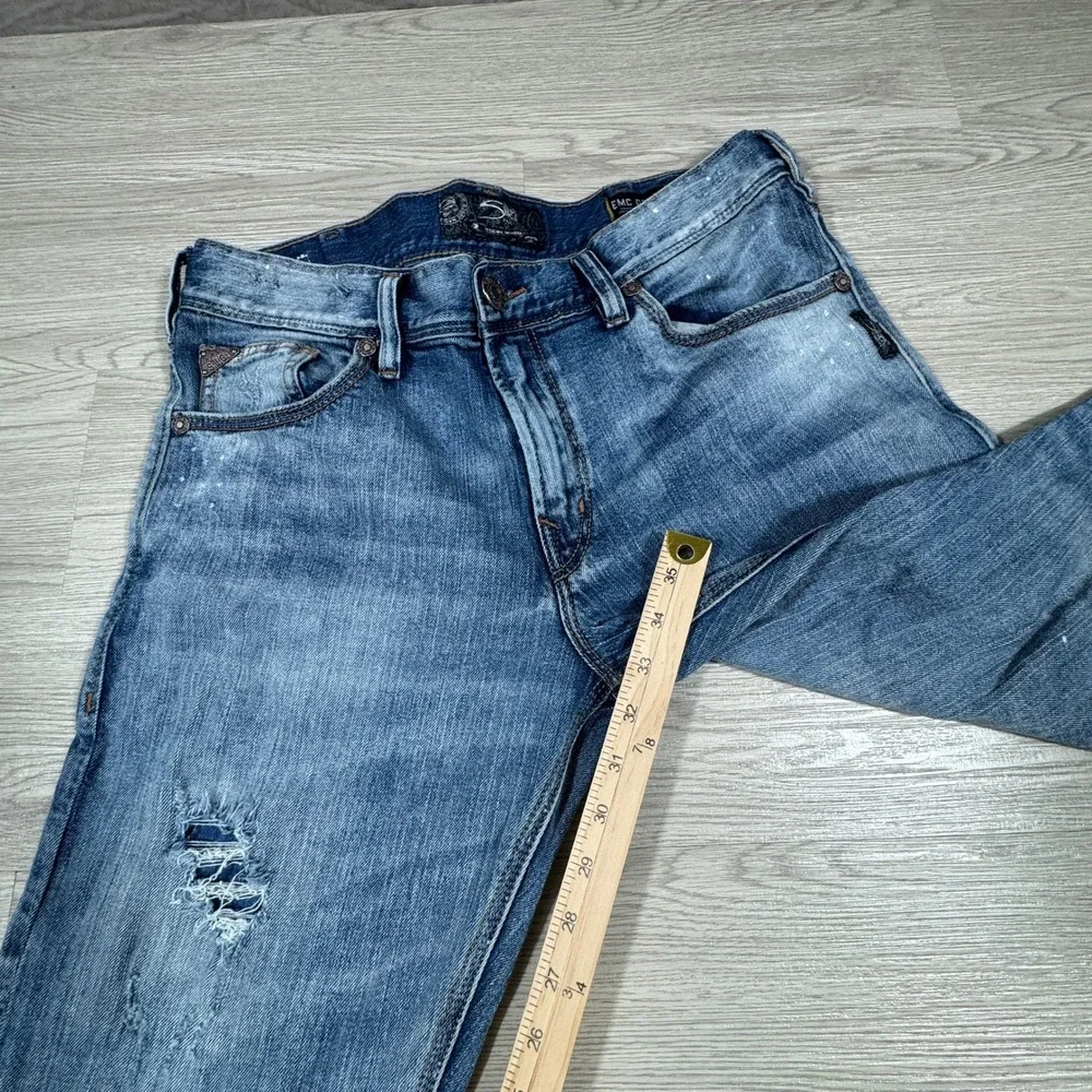 Silver Jeans Co Men Eddie Relaxed Straight‎ Leg Medium Wash Distressed 34x34