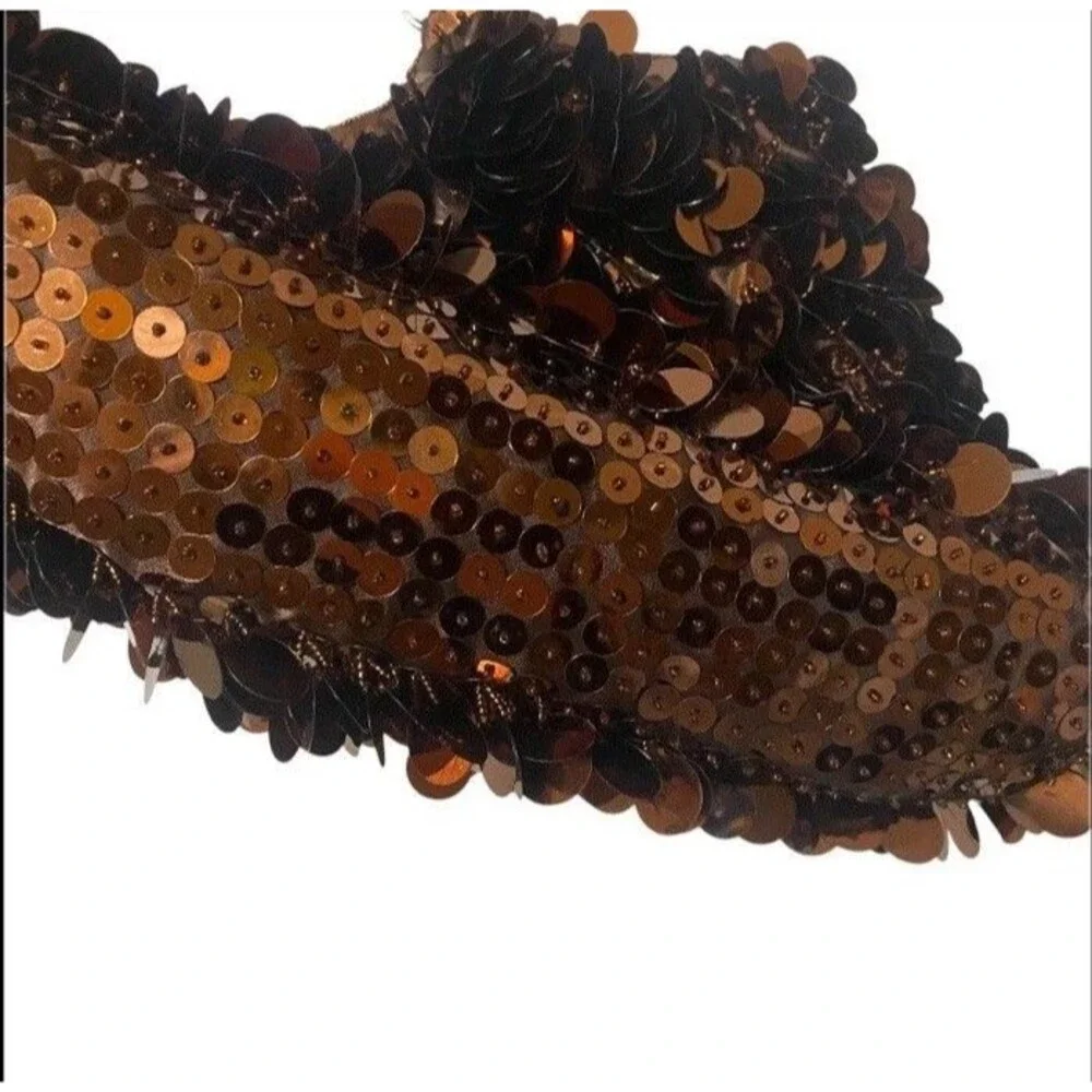 Y2K  2000s Brown Sequin Beaded Shoulder Bag Festival Shoulder Purse Vintage