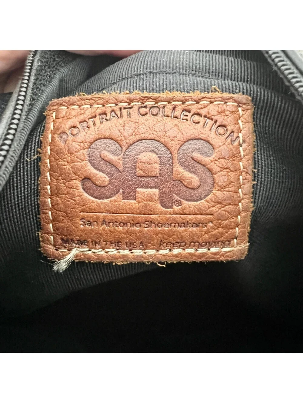 SAS Genuine Leather Black Crossbody Organizer Bag Adjustable Strap USA Made