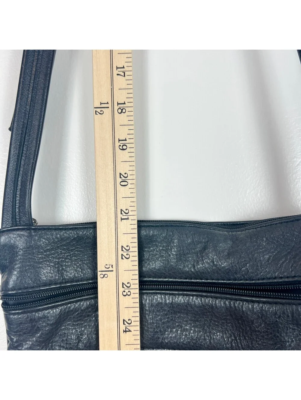SAS Genuine Leather Black Crossbody Organizer Bag Adjustable Strap USA Made