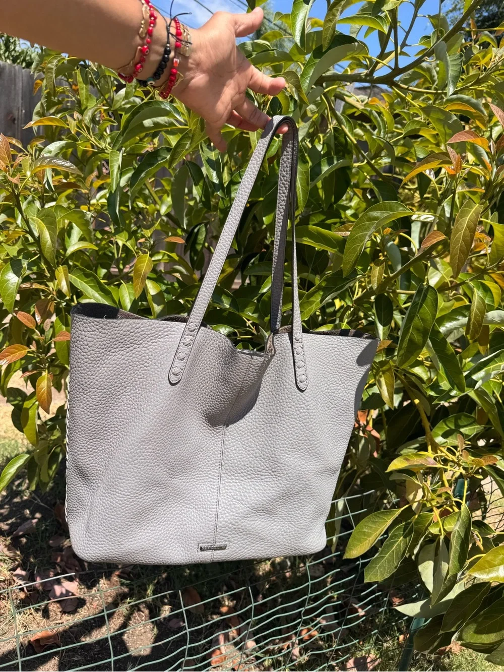 Rebecca Minkoff Soft Gray Leather Tote Bag