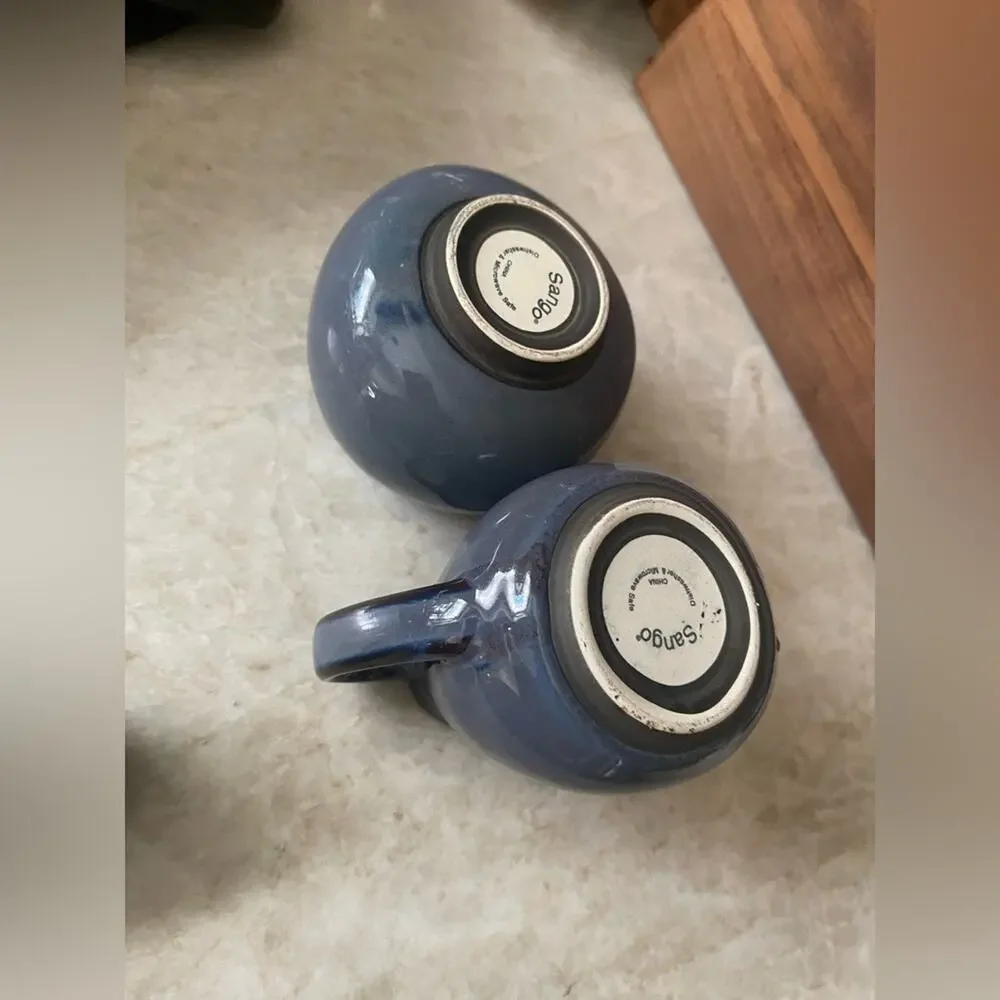 Sango Blue Ceramic Sugar and Creamer Set Nova Blue *Retired