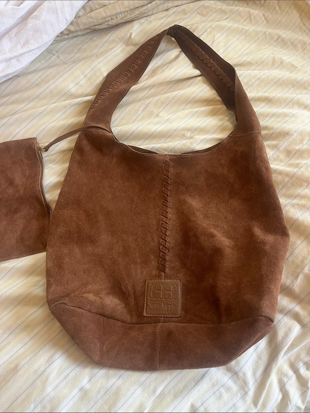 Haute hippie Suede Hobo Bag in Brown