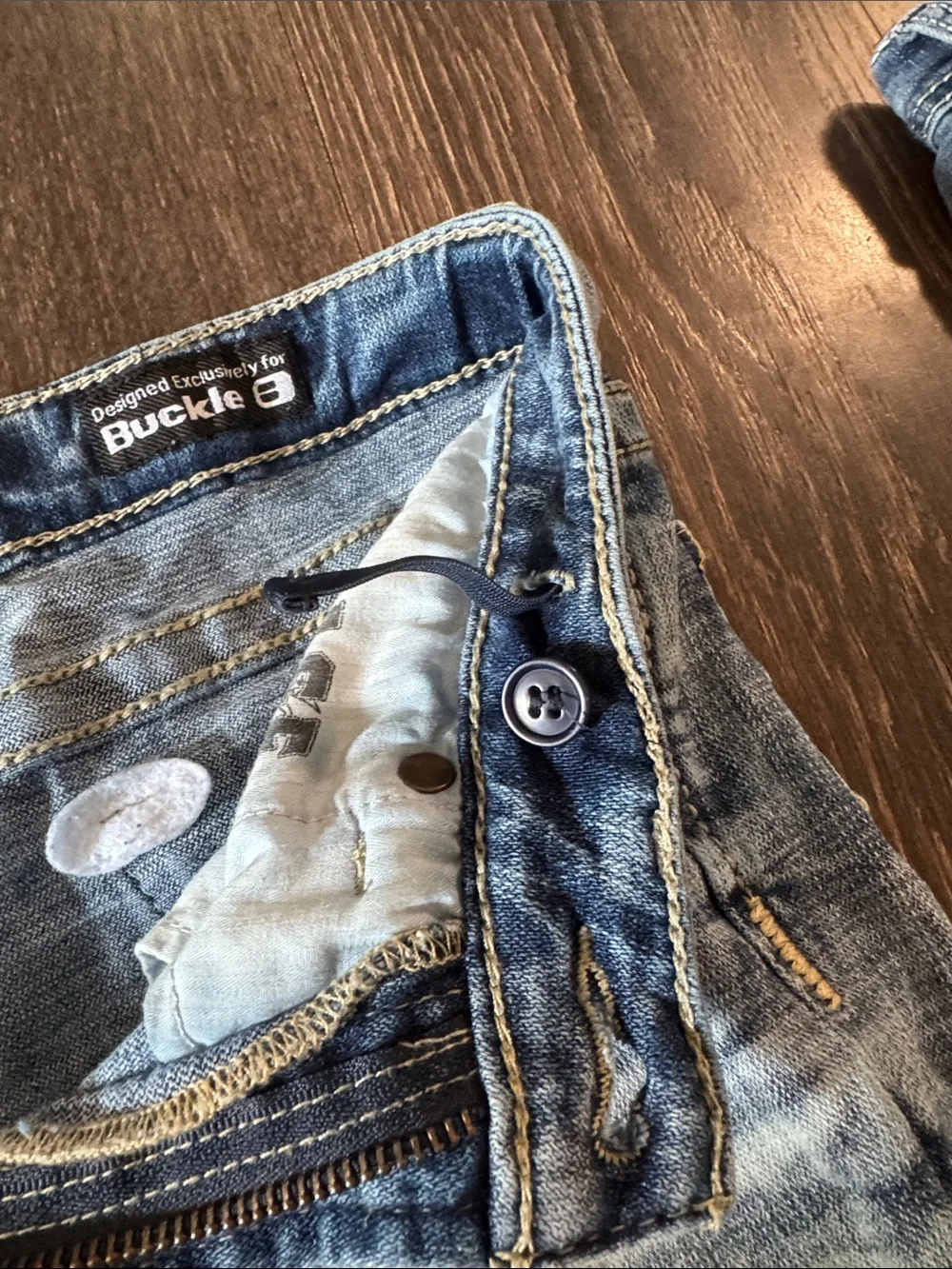 Salvage Light Blue Men’s Bootcut Jeans with Tan Contrast Stitching