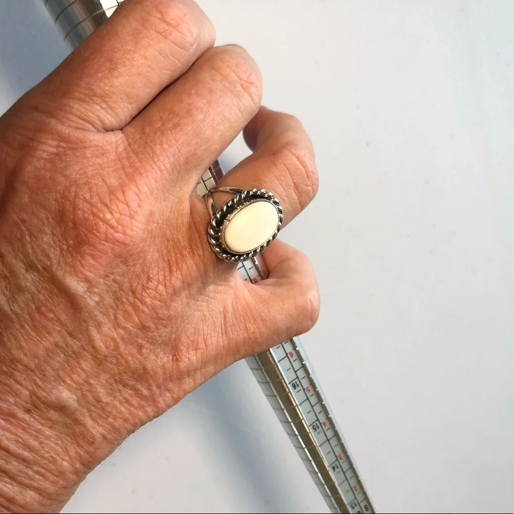 White Topaz Solitaire Stone Set in Sterling Silver Ring size 6