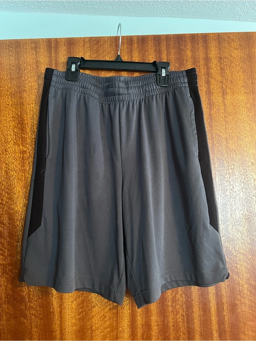 tek gear Gray Athletic Shorts with Black Side Panels