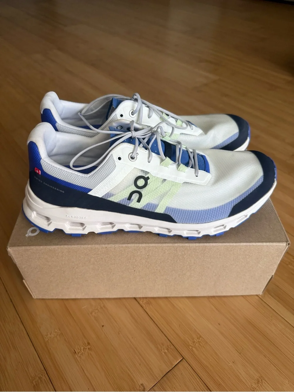On Running Men's Trail Shoes - White, Blue & Lime