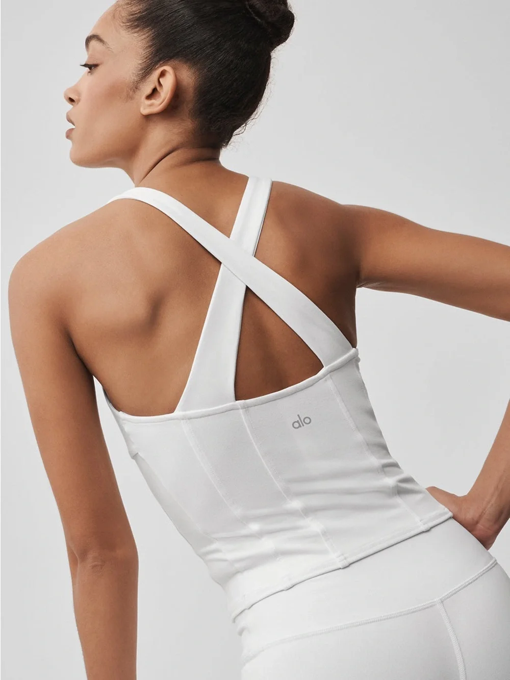 Alo yoga Sparks Fly Corset Tank vintage Pink / Olive Green / Crisp White nwt