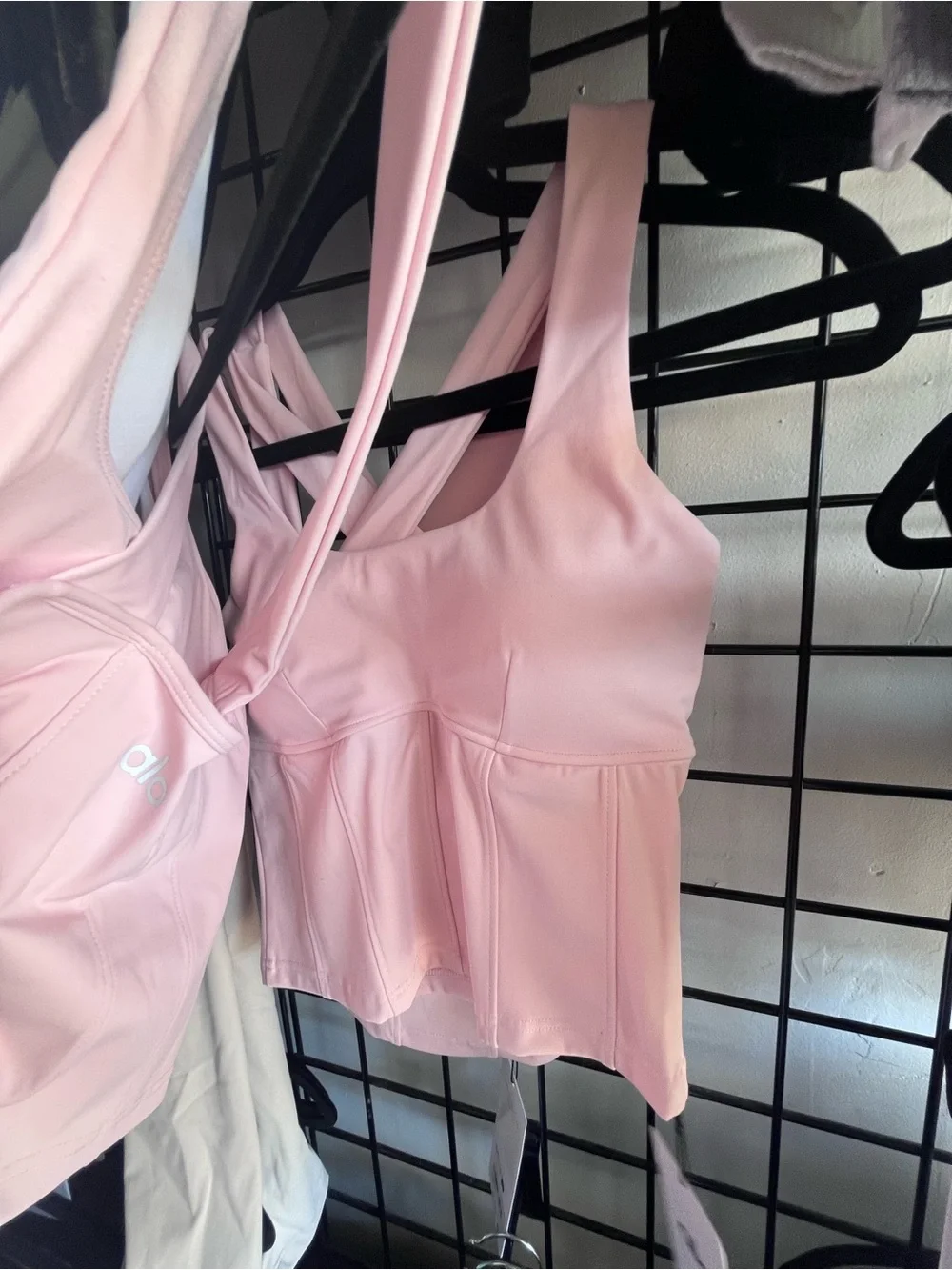 Alo yoga Sparks Fly Corset Tank vintage Pink / Olive Green / Crisp White nwt