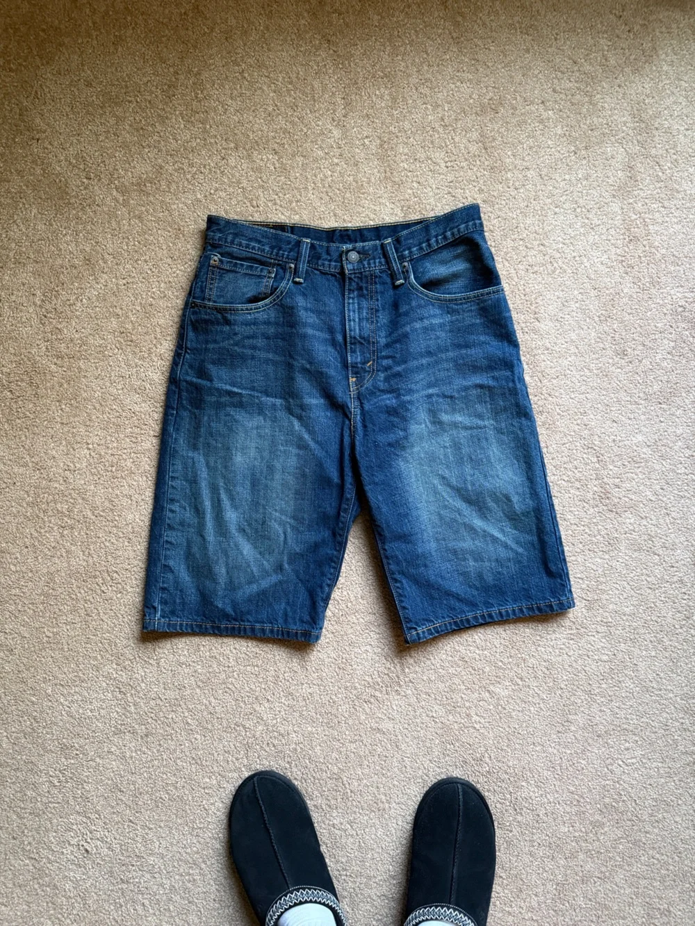 Levis 569 Loose Fit Denim Jorts W32 Baggy Long Jean Shorts Y2K