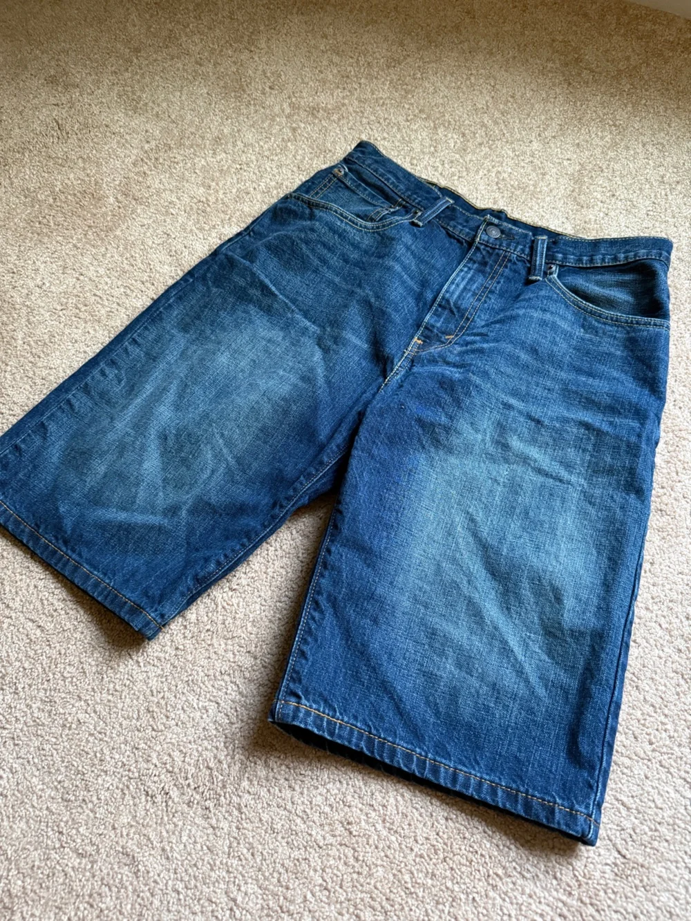 Levis 569 Loose Fit Denim Jorts W32 Baggy Long Jean Shorts Y2K