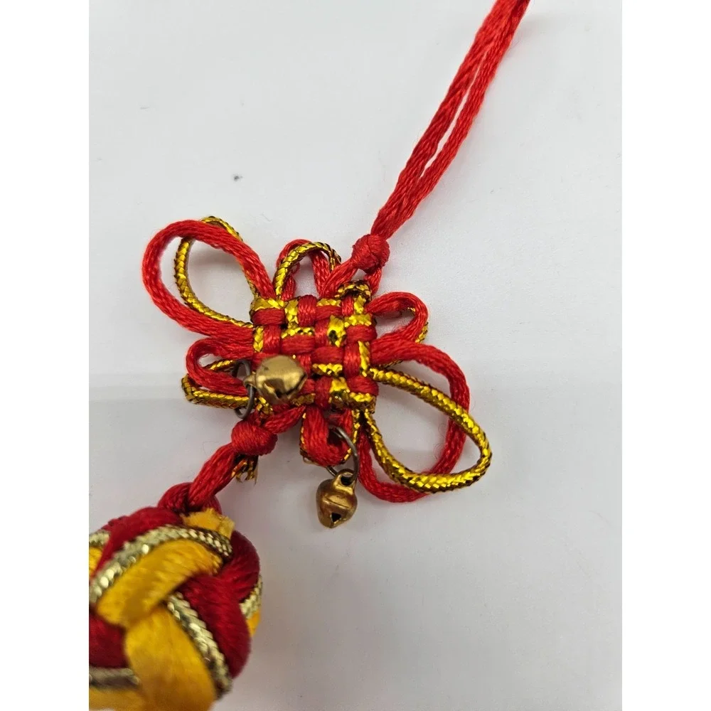 Chinese Knot Tassel Ornament Red Gold‎ Bells Lunar New Year Good Luck Charm 11in