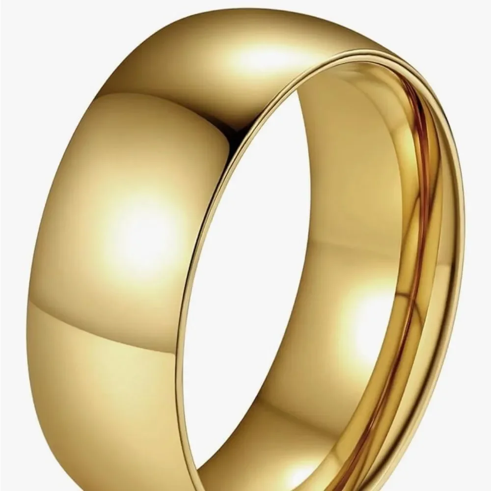 14K Gold Filled 7mm Dome Band Ring Chunky Statement Stackable Unisex Ring Luxury