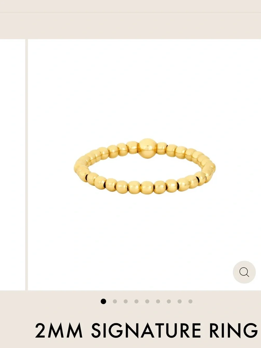 Karen Lazar - 2mm - Gold Beaded Stackable Ring - Size 8