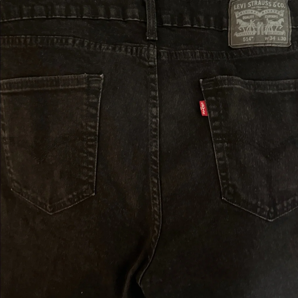 Men’s Levi’s 514 34x30” Waterless Black Jeans Cotton With Some Stretch Like New!