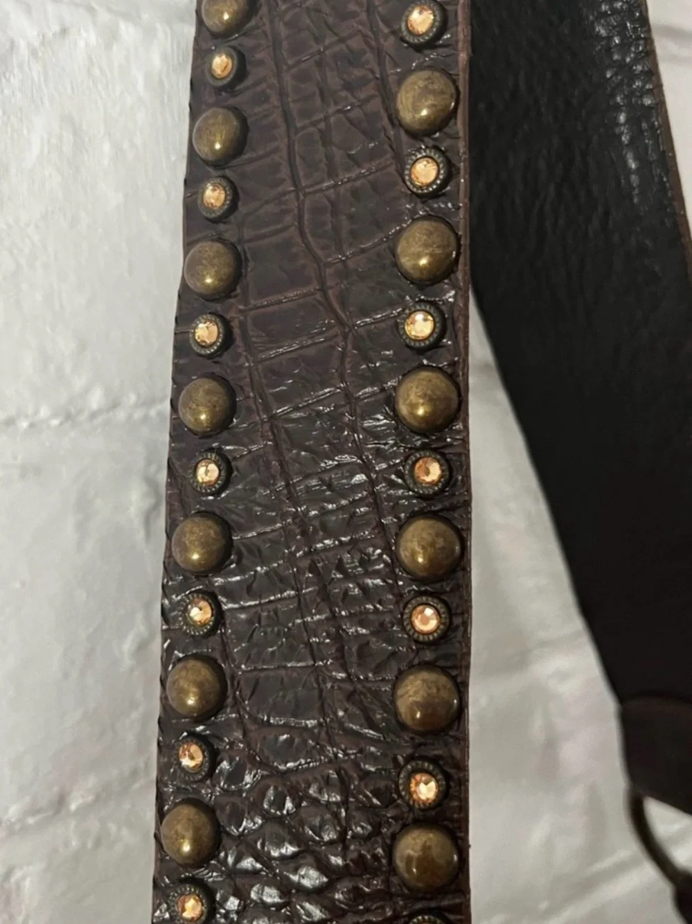 Leatherock Brown Fleur-de-Lis Hobo Bag with Rhinestones